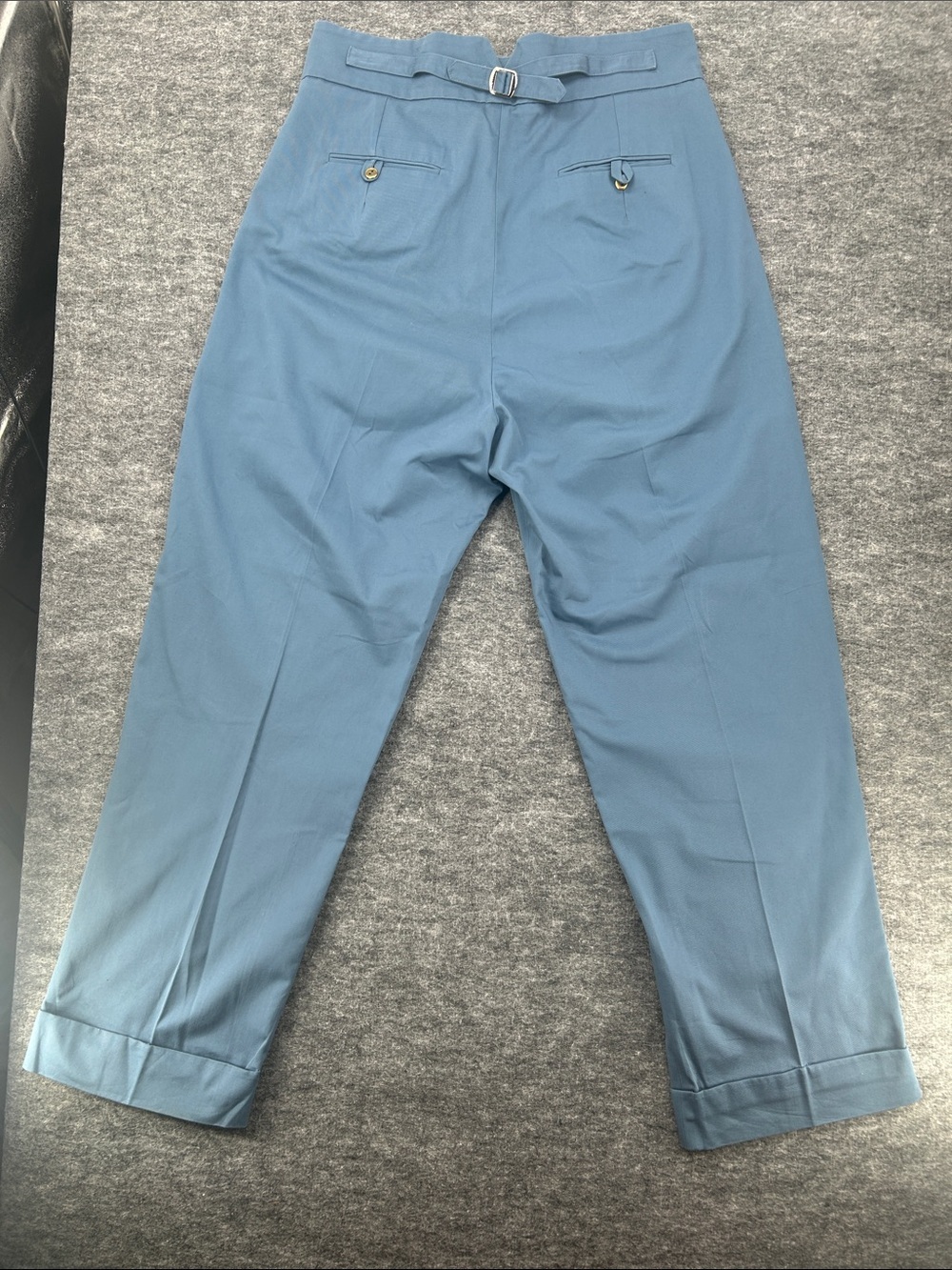 On The Sunny Side Eco Cotton Blue High Waisted Pleated Trouser Pants 38 Waist - Picture 4 of 10